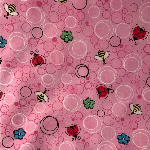Gently Loved Pink Patterned Scrub Top with Bees & Ladybugs - Picture 6 of 6